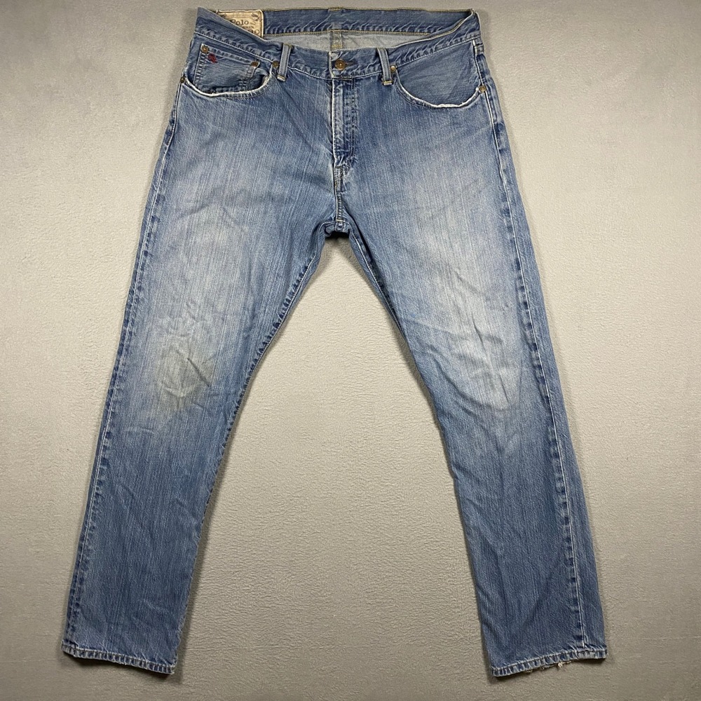 Polo Ralph Lauren Hampton Straight Jeans Mens 34x32 Blue Light Wash Denim